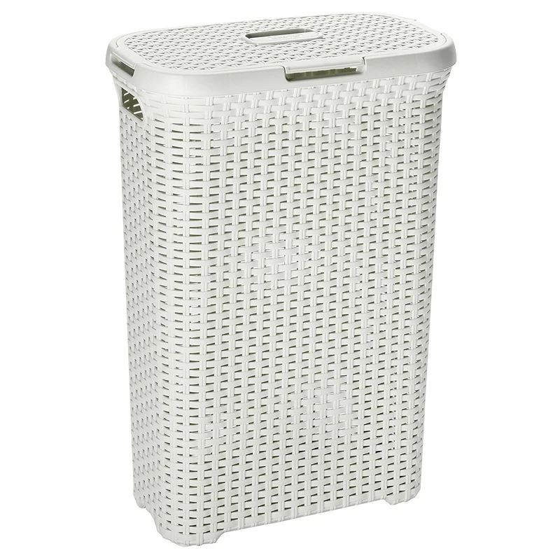 Cesto per biancheria Curver, design traforato, 40L, crema, stile naturale