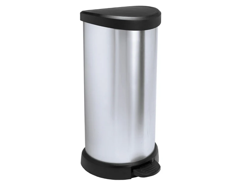 Bidone della spazzatura 40 litri con pedale argento Curver