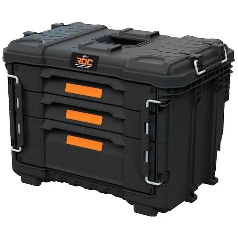 Cassetta degli attrezzi XL Keter ROC Pro Gear 2.0, con tre cassetti, divisori inclusi, spazio per lucchetto, chiusure frontali, 259671