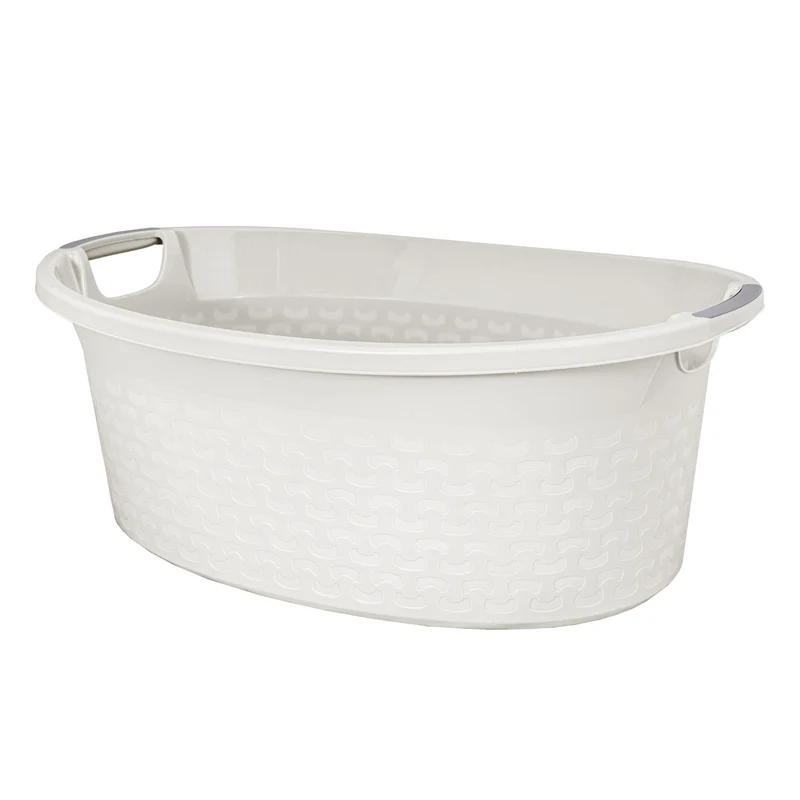 BranQ Cotton 60l, Cesto ovale per il bucato, colore bianco antico Portabiancheria