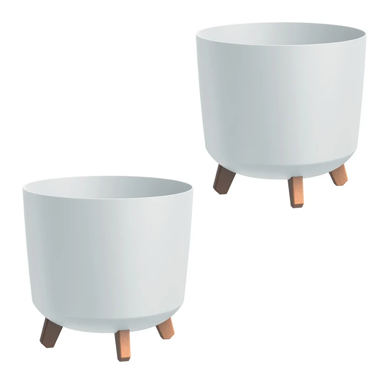 Vaso da fiori Prosperplast, su gambe, inserto per irrigazione, altezza 28,5 cm, bianco, Gracia Tubus, set di 2 pezzi