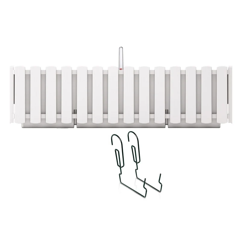 Boardee Fencycase balcone box Balconiera con sospensione e sistema di irrigazione vaso con gancio fioriera 58cm bianco