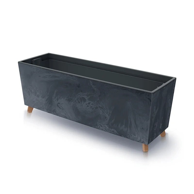 Prosperplast Urbi Vaso da fiori Effetto cemento N Fioriera con gambe per uso interno ed esterno Vaso rettangolare con fioriera in plastica 770x235x300 mm (antracite)
