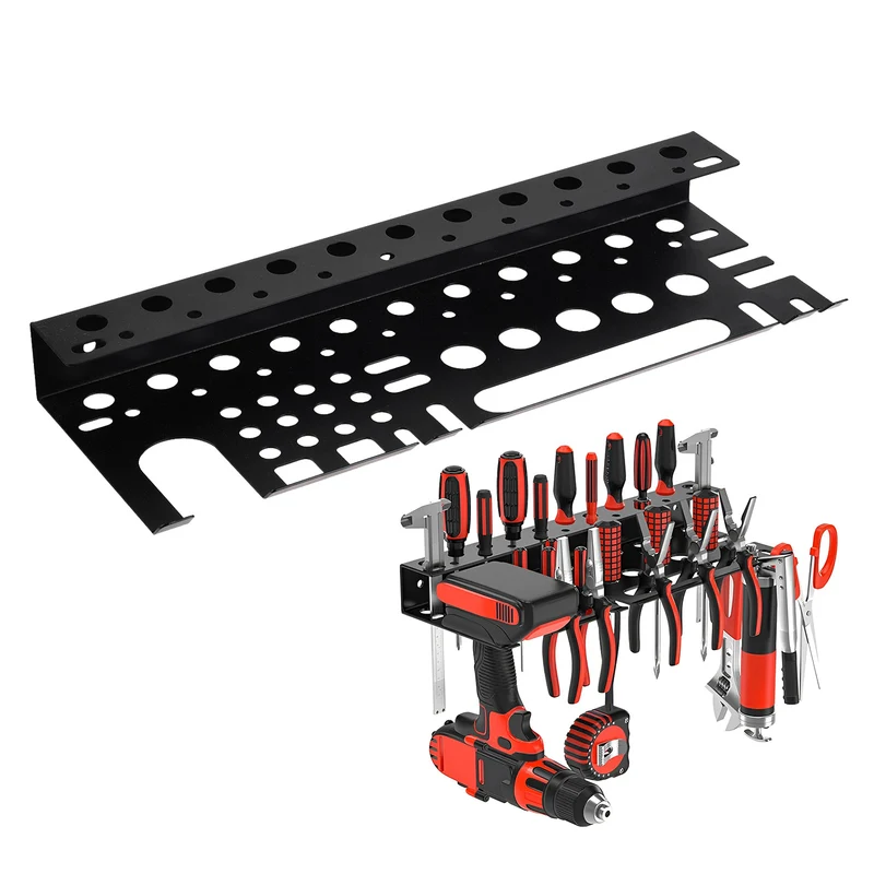 Organizer da parete / ripiano per attrezzi Maclean, nero, dimensioni 40x14,5x4,6 cm, max. 30 kg, MC-141