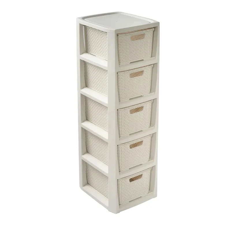 Cassettiera con 5 cestini BranQ bianco antico