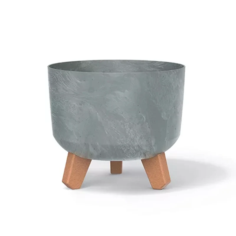 Prosperplast Gracia vaso da fiori effetto cemento con gambe rimovibili, adatto per uso interno ed esterno, in plastica (cemento, ⌀ 200mm)