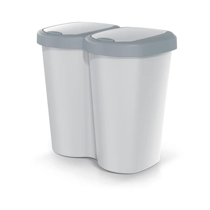 Cestino Compacta B Duo, grigio/ grigio cenere, capacità 40L, uno scomparto, due coperchi, versione da parete, NDBS40-429U_427C