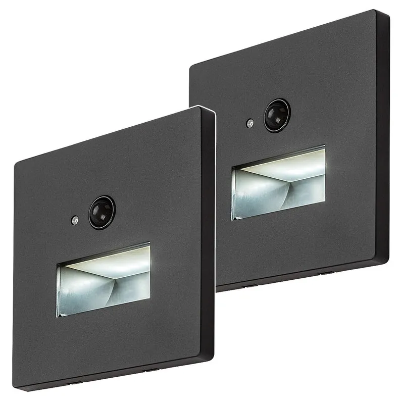 Lampada Lunca LED 1 W IP20 nera 3000, 4500, 6500 K con sensore di movimento e sensore di luce, 77197, 2 pezzi