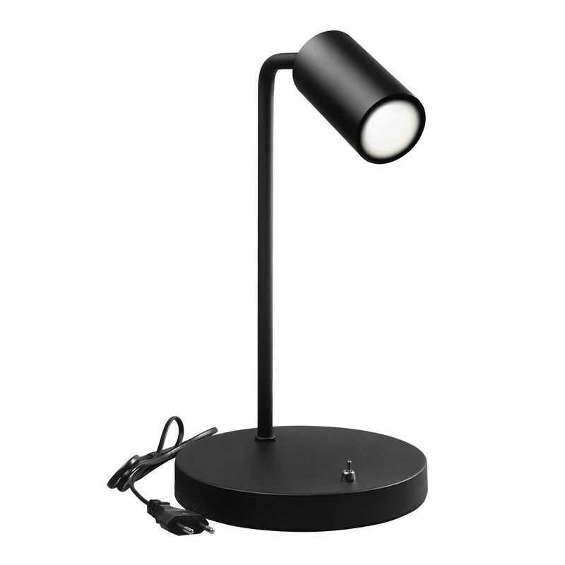 Lampada da tavolo Maclean GU10, spot, rotonda, GU10, con interruttore 55x90mm, nero, MCE370 B + lampadina LED GU10 7W Maclean Energy MCE437 WW bianco caldo 3000K, 220-240V~, 50/60Hz, 490lm