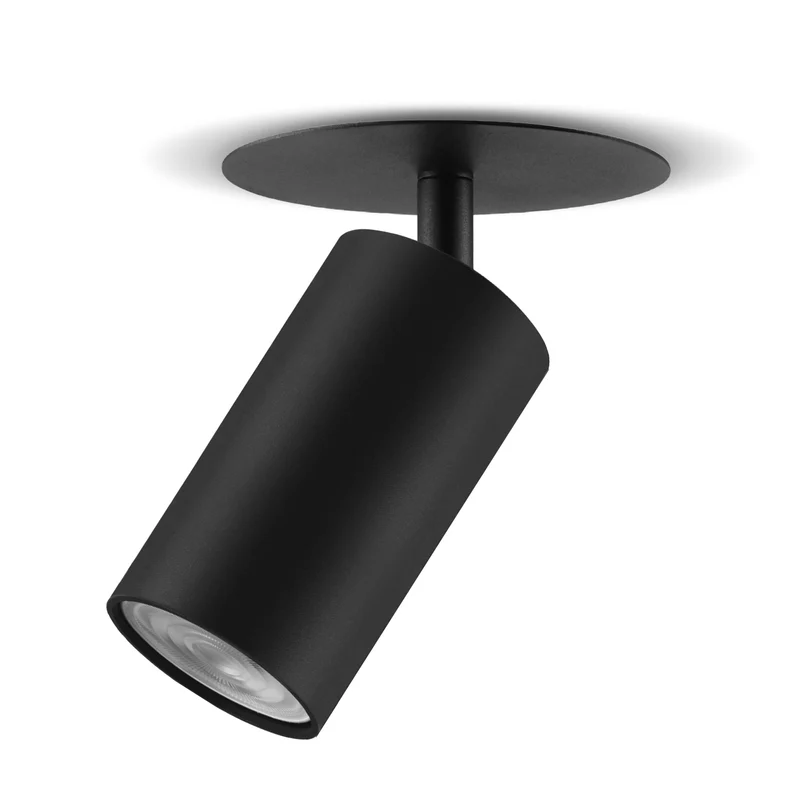Maclean apparecchio da incasso/tubo, spot, rotondo, alluminio, GU10, 55x130mm, nero, MCE364 B+LED lampadina GU10 7W Maclean Energy MCE437 WW bianco caldo 3000K, 220-240V~, 50/60Hz, 490lm