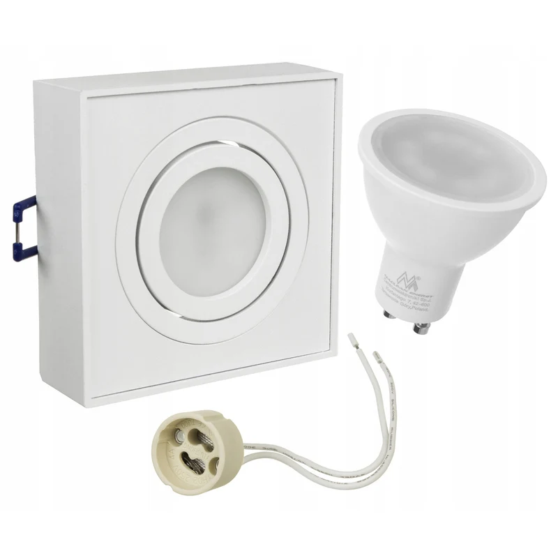 Apparecchio alogeno da incasso MCE464 W 7W + Presa+ Lampadina Led GU10