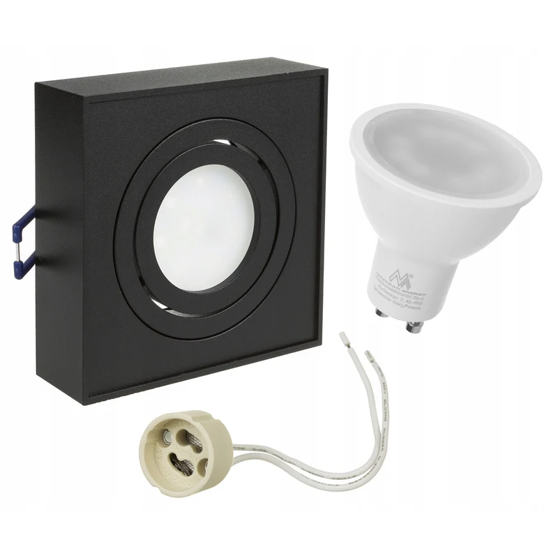 Apparecchio alogeno da incasso MCE464 W 7W + Presa+ Lampadina Led GU10