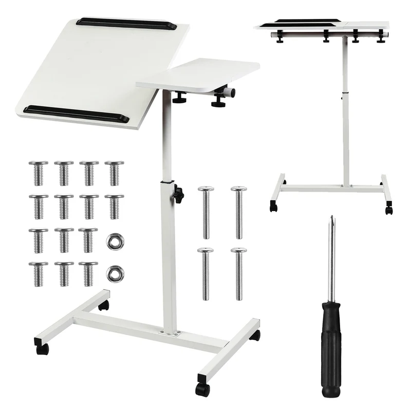 Supporto mobile per scrivania/laptop Maclean, bianco, regolabile in altezza 59-89 cm, max. 30 kg , MC-121 W