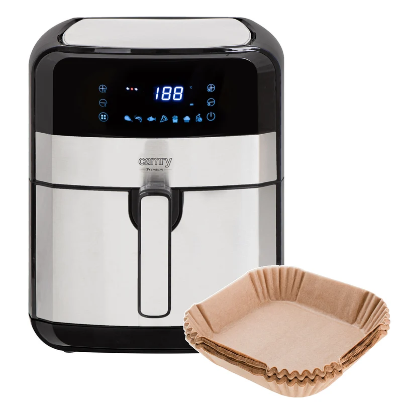 Friggitrice senza olio, 9 programmi, 5,0 L, Airfryer, Camry CR 6311 + inserti di carta per friggitrice, 16 cm, biodegradabili, 100 pezzi