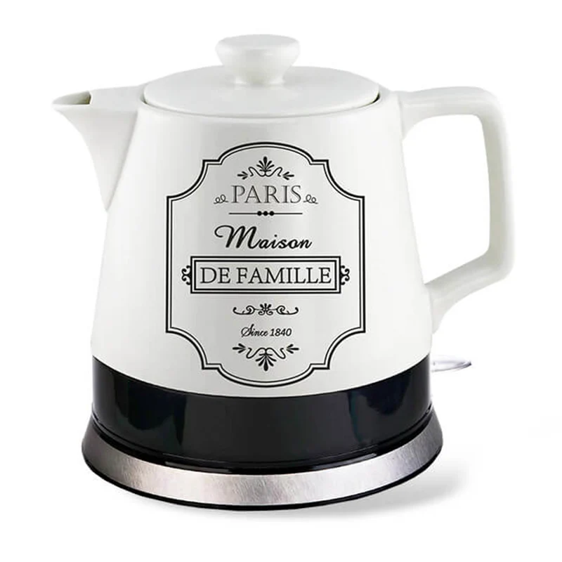 Bollitore elettrico in ceramica Kettle 1.2L 360 Degree Base Automatic Shut-off 220-240V, ~50Hz, 1000W Ceramic White