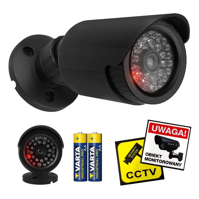 Falsa telecamera tubolare, LED IR, nera, alimentazione 2xAA (incluse), ABS, IR1800 B