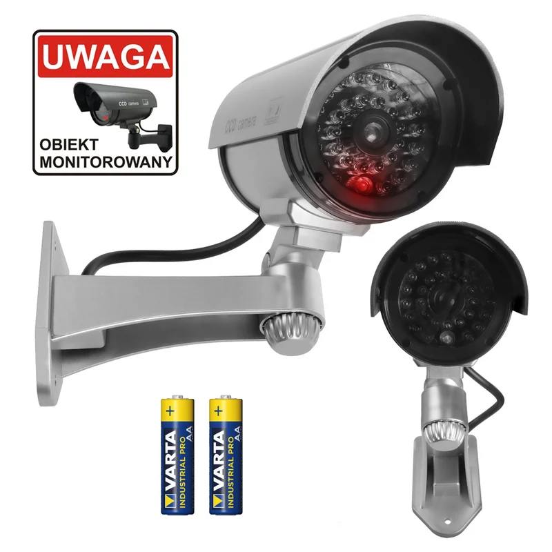 Telecamera fittizia con LED lampeggiante IR1100 S IR esterno + 2x batterie Varta Industrial AA