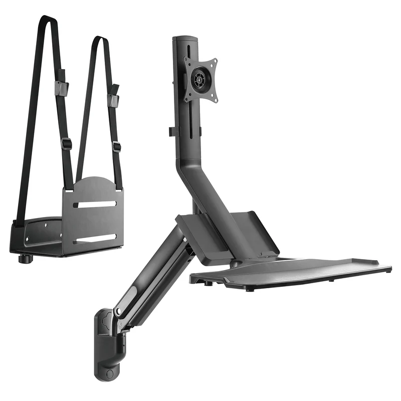 Supporto da parete per monitor e tastiera Maclean MC-838 con molla a gas e supporto per computer / CPU 17 "-32" 9 kg