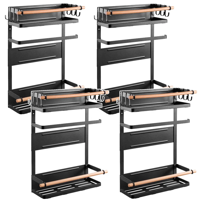 Ripiano magnetico Maclean per frigorifero/lavatrice, nero, 12 kg max, MC-910, 4 pezzi