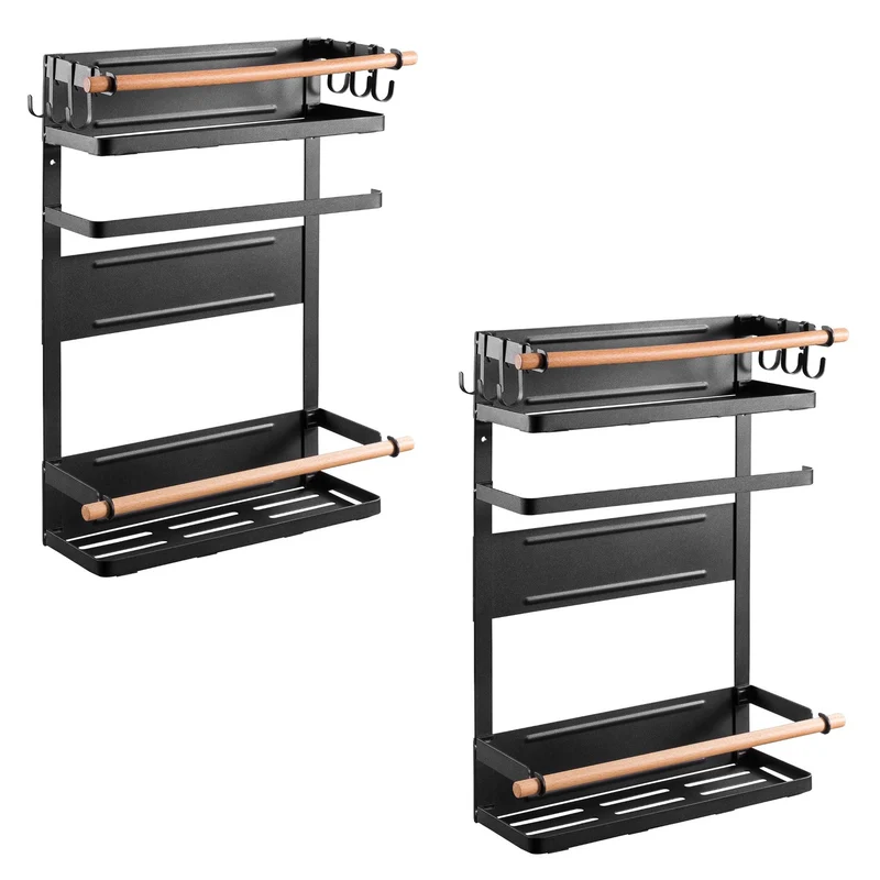 Ripiano magnetico Maclean per frigorifero/lavatrice, nero, 12 kg max, MC-910, 2 pezzi