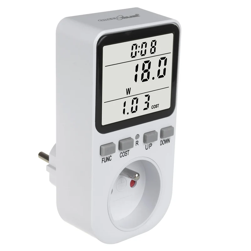 Contatore di energia GreenBlue, wattmetro, tipo E, 220-240V AC, 50Hz, carico massimo 16A, IP20, batteria integrata, GB364 E