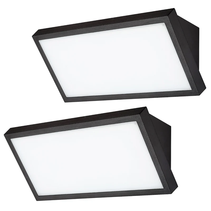 Lampada Rabalux Rapla2 LED 18 W, nera, IP65, classe energetica F, regolazione della temperatura di colore 2700, 4000, 6500 K, 77150, 2 pezzi