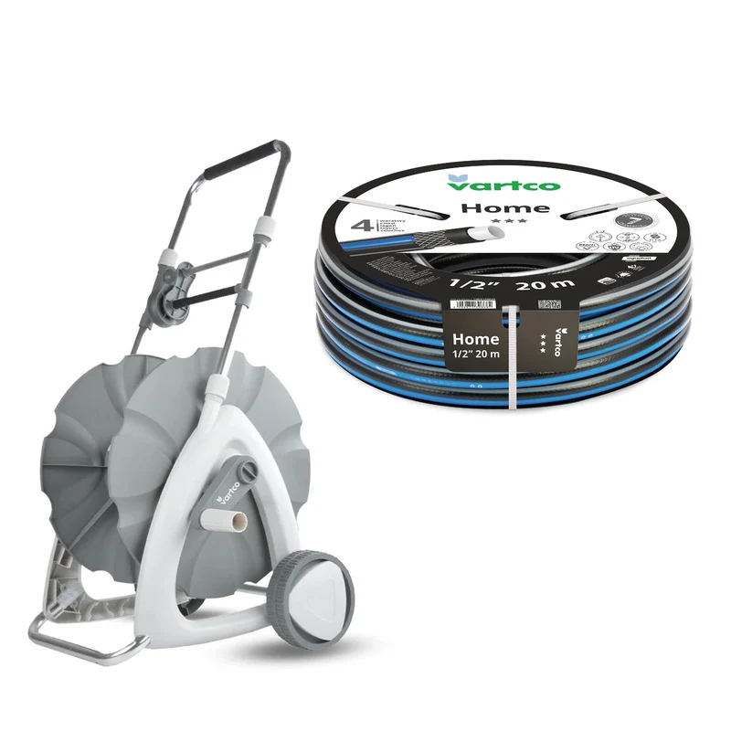 Carrello per tubo da giardino + tubo da giardino Vartco Home 1/2" 20 m Agaplast