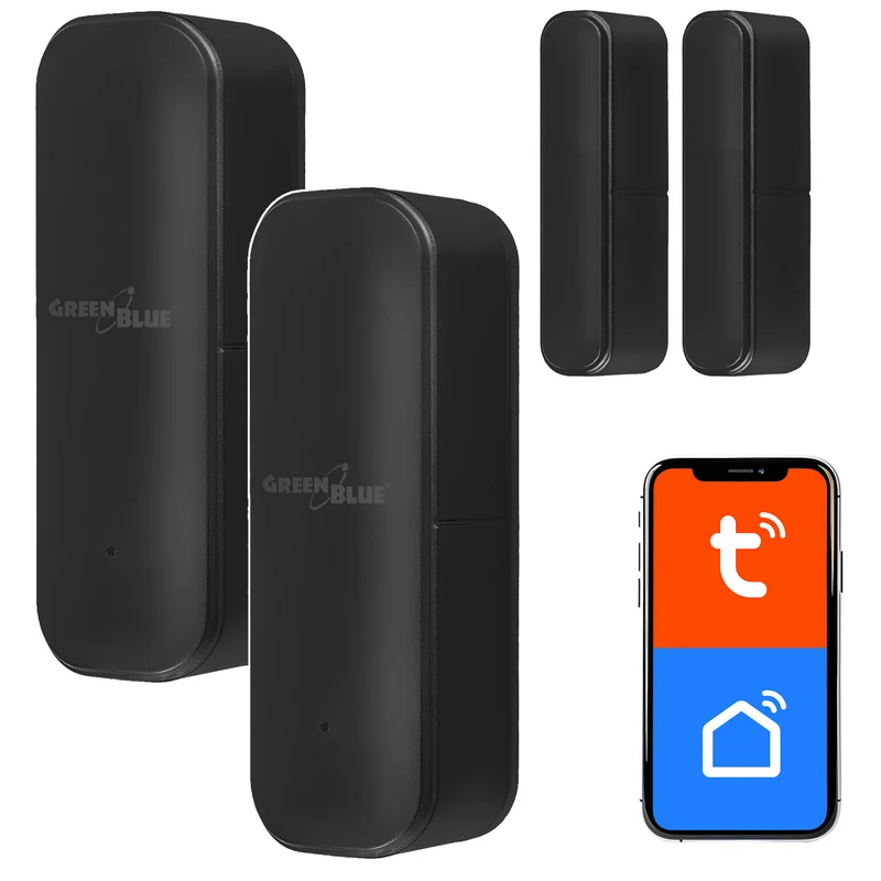 Contattore wireless / sensore di apertura WiFi GreenBlue, Android/iOS, per porte / finestre, 3,0 V CC, LR03x2, GB479 B, 2 set