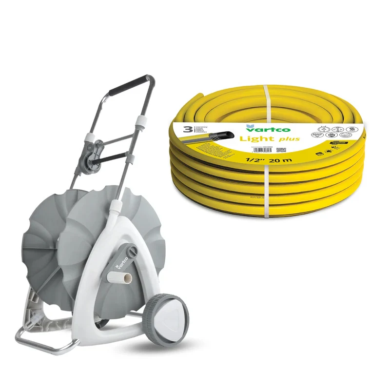 Carrello per tubo da giardino + tubo da giardino Vartco Light Plus 1/2" 20 m Agaplast