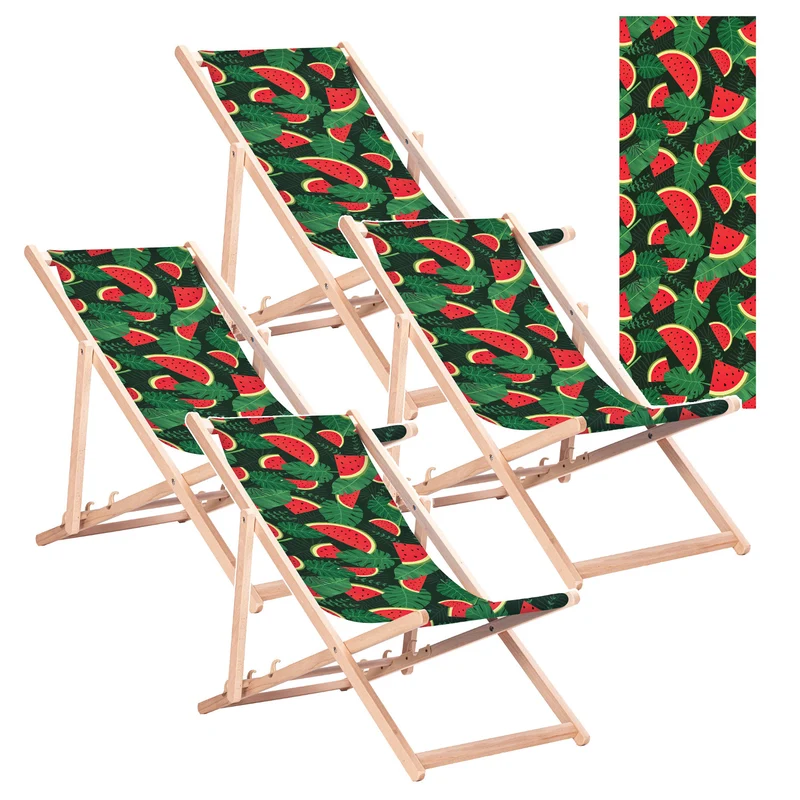Sdraio classica in faggio GreenBlue GB183 con motivo “Anguria”, 4 pezzi