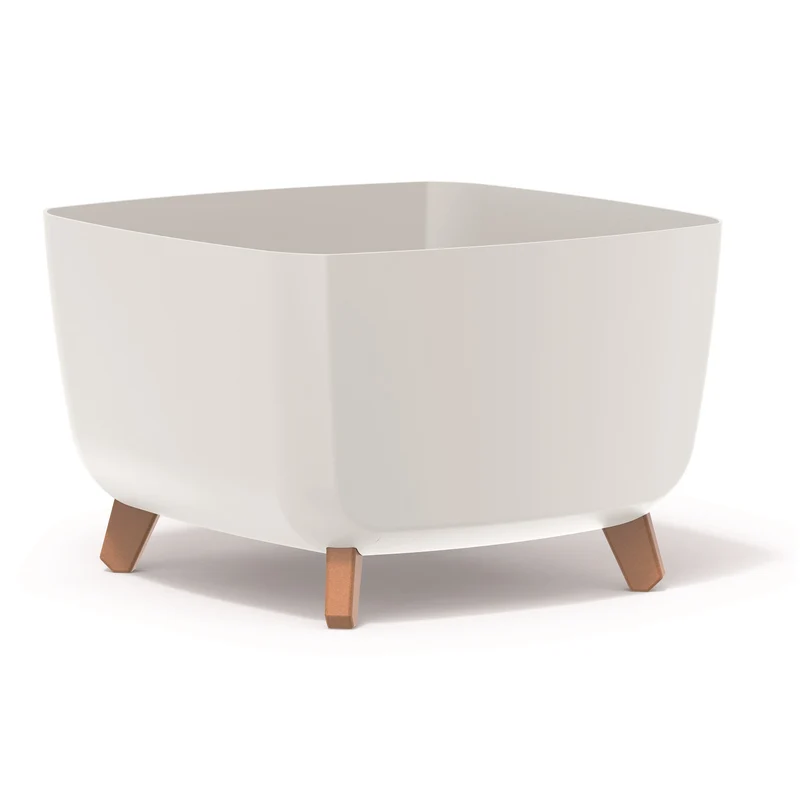 Prosperplast Gracia Vaso da fiori quadrato con gambe rimovibili incl. inserto per uso interno ed esterno Vaso quadrato in plastica resistente ai raggi UV 39x39x27cm