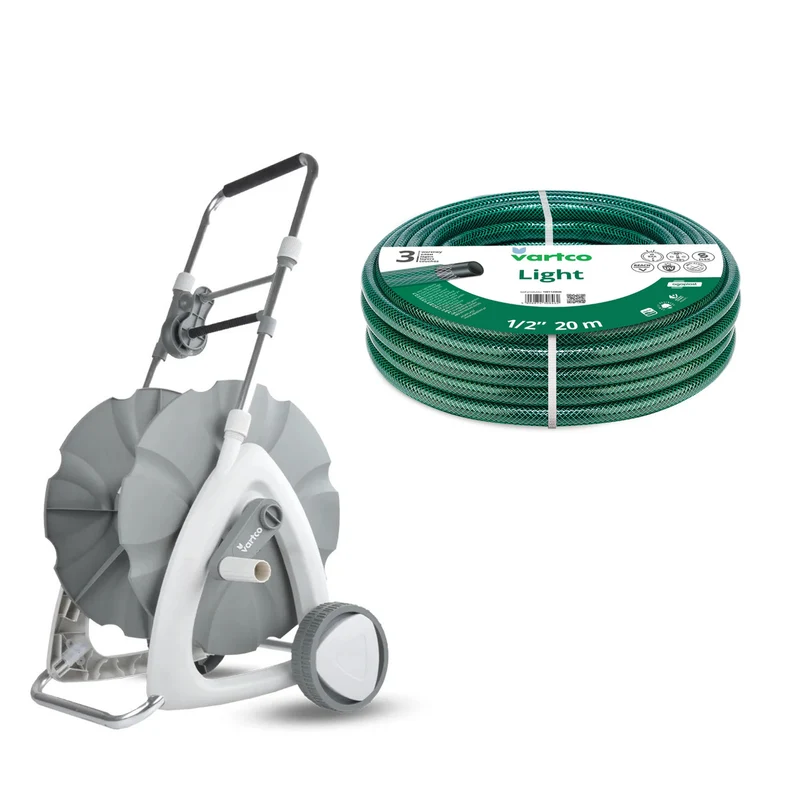 Carrello per tubo da giardino + tubo da giardino Vartco Light 1/2" 15 m Agaplast