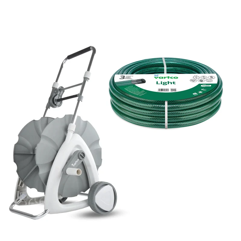 Carrello per tubo da giardino + tubo da giardino Vartco Light 1/2" 25 m Agaplast