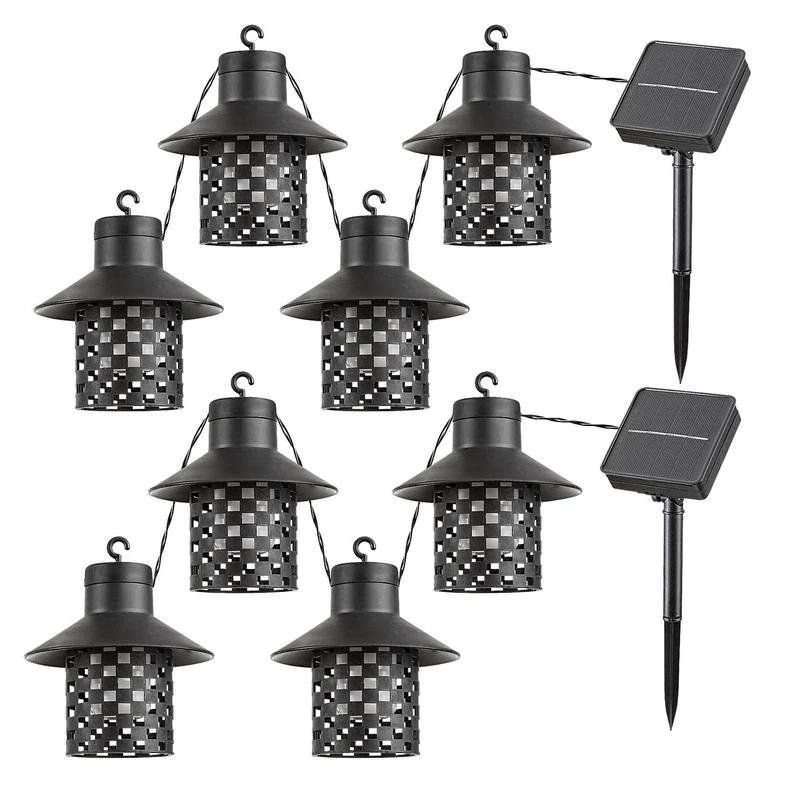 Lampade solari Rabalux, 4 punti luce, da esterno, IP44, nere, Ximpu, 2 set