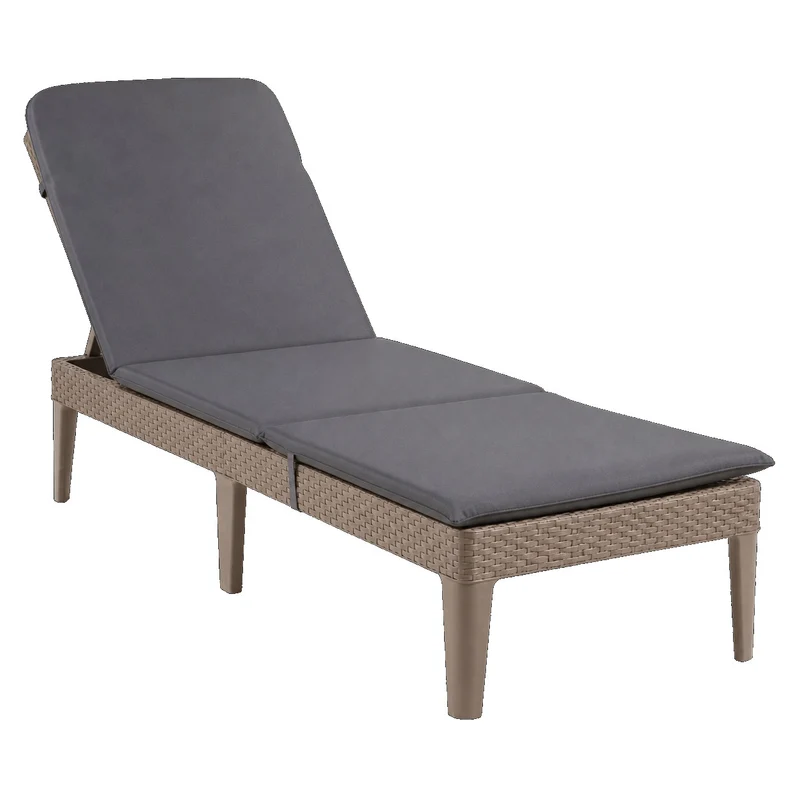 Sdraio da giardino regolabile Jaipur Sun Lounger color cappuccino + cuscino per sdraio Jaipur, colore grigio scuro, tessuto S-500, dimensioni 190x60 cm
