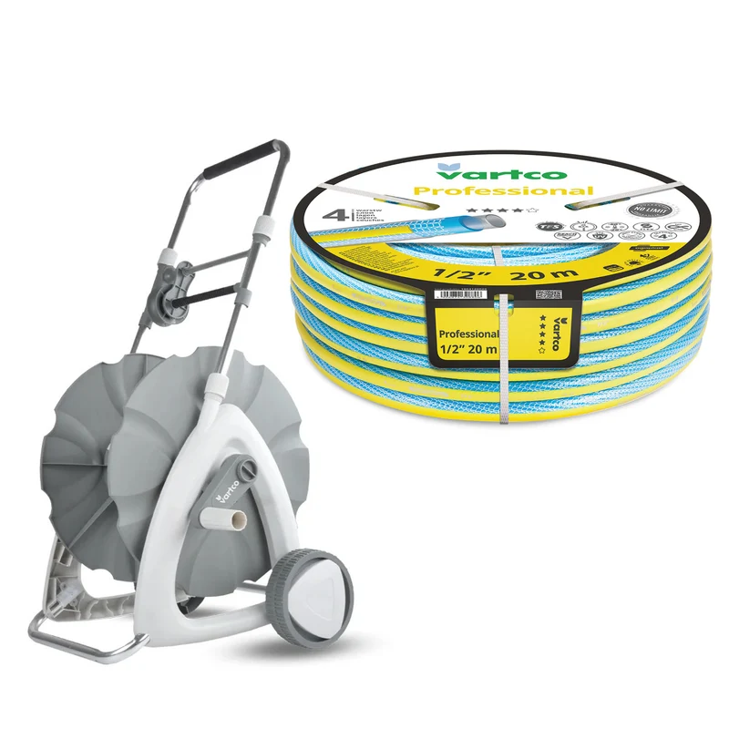 Carrello per tubo da giardino da 1/2" 45 m + Tubo da giardino Vartco Professional da 1/2" 20 m Agaplast