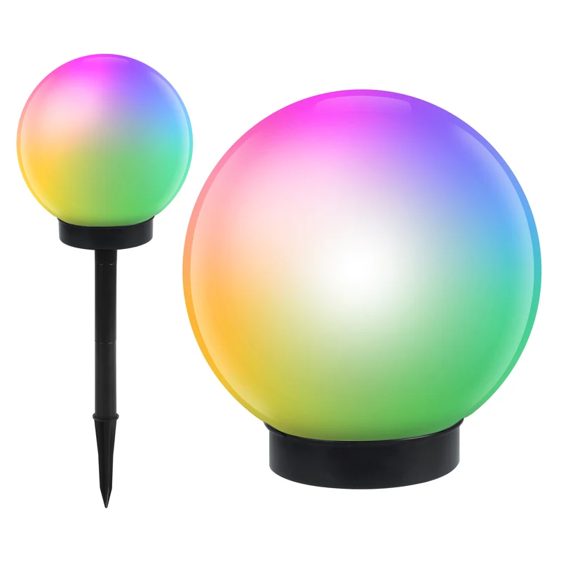 GreenBlue lampada solare da giardino a stelo, sfera, 15x15x48cm, LED colorati RGB, GB122