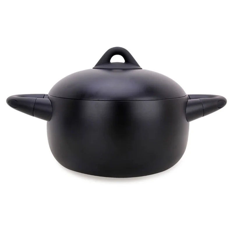 Pentola con coperchio, Robusta fusione di alluminio, Design ergonomico, Rivestimento interno antiaderente, Base a induzione (diametro - Ø 18 cm)