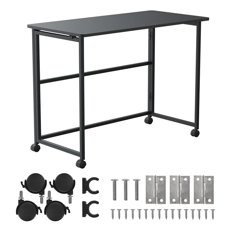 Tavolo pieghevole Maclean, nero, mobile, piano 100x50 cm, max. 50 kg, MC-1250 B