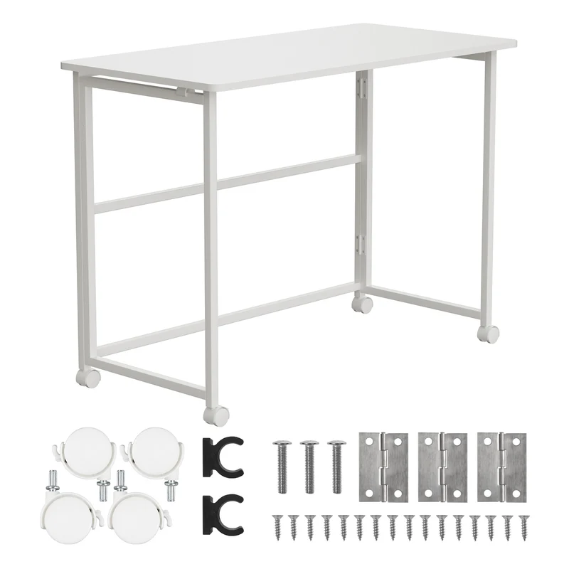 Tavolo pieghevole Maclean, bianco, mobile, piano 100x50 cm, max. 50 kg, MC-1250 W