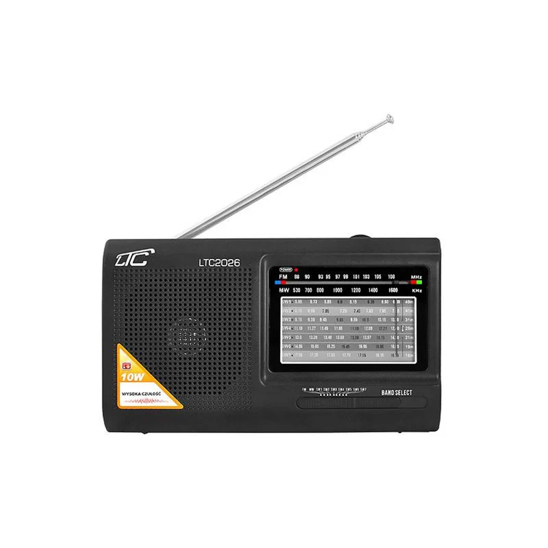 Radio portatile LTC2026 Wilga nera Alimentazione a batteria, rete e batteria.
