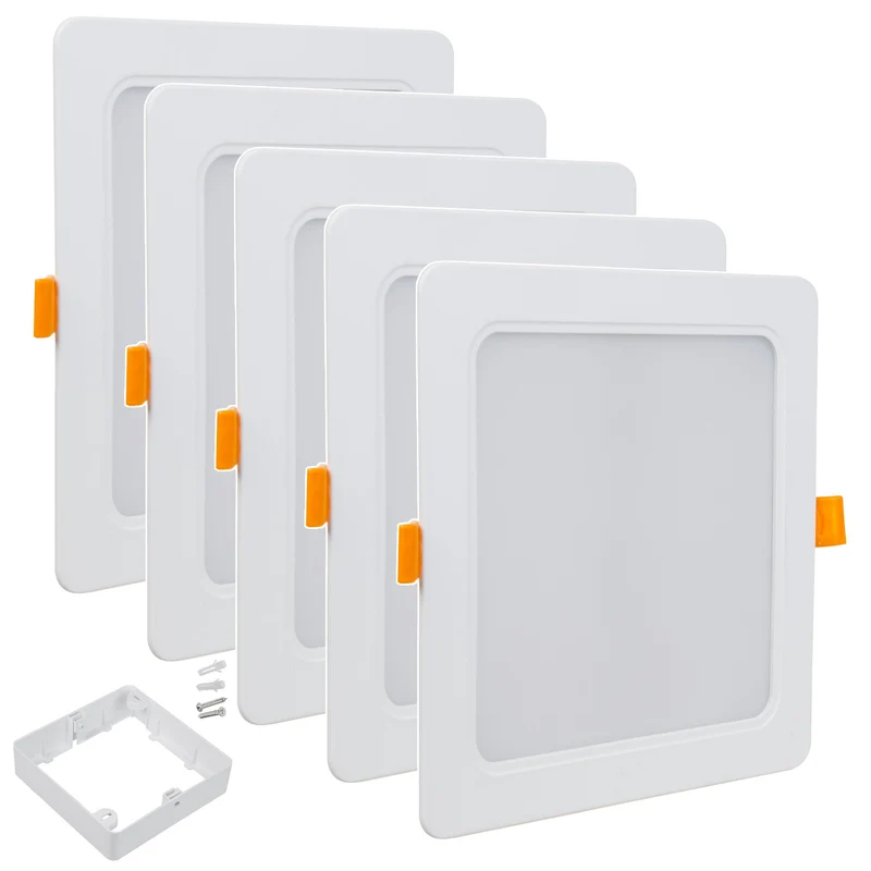 5x Pannello a soffitto Maclean LED, montaggio a incasso SLIM, 18W, bianco neutro 4000K, 170*170*26mm, 1800lm, MCE374 S + adattatore per superficie MCE379 S