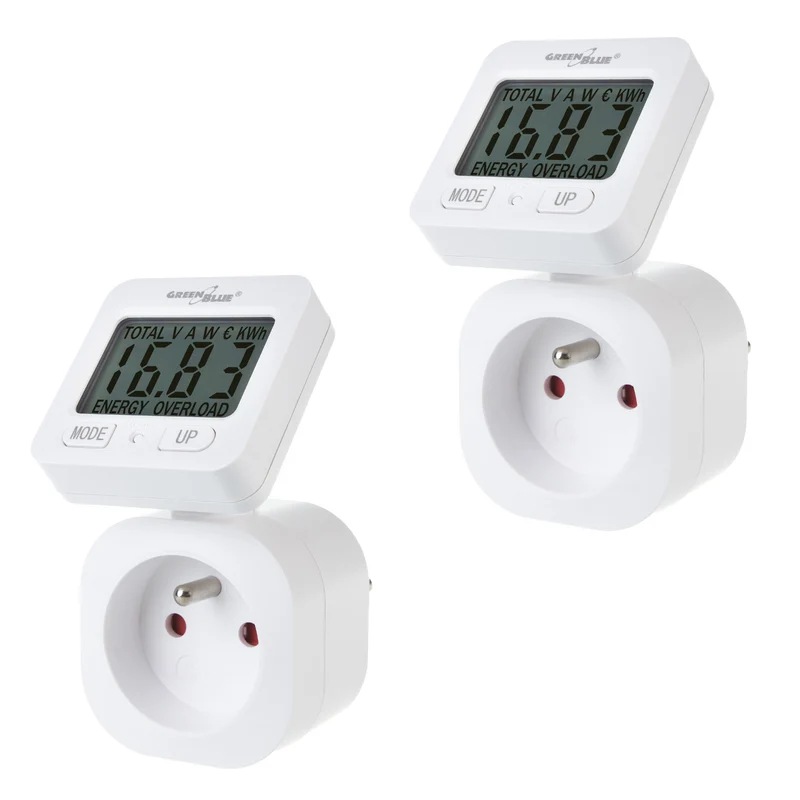 Contatore di energia GreenBlue, wattmetro, 16A, max. 3680W, memoria secondaria, GB615 E, 2 pezzi