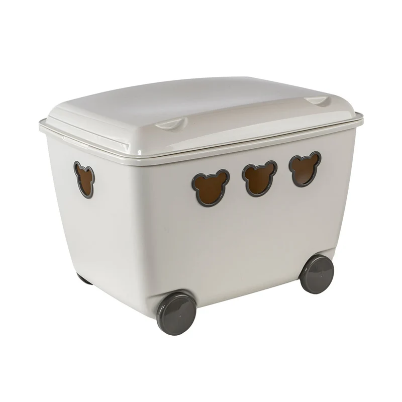 Contenitore per giocattoli su ruote Scatola 55L BranQ Teddy Bear - colore bianco