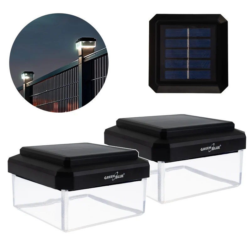 Lampada solare a LED da palo GreenBlue, 100x100 mm, tettuccio a busta, 3200 K, GB128 WW, 2 pezzi