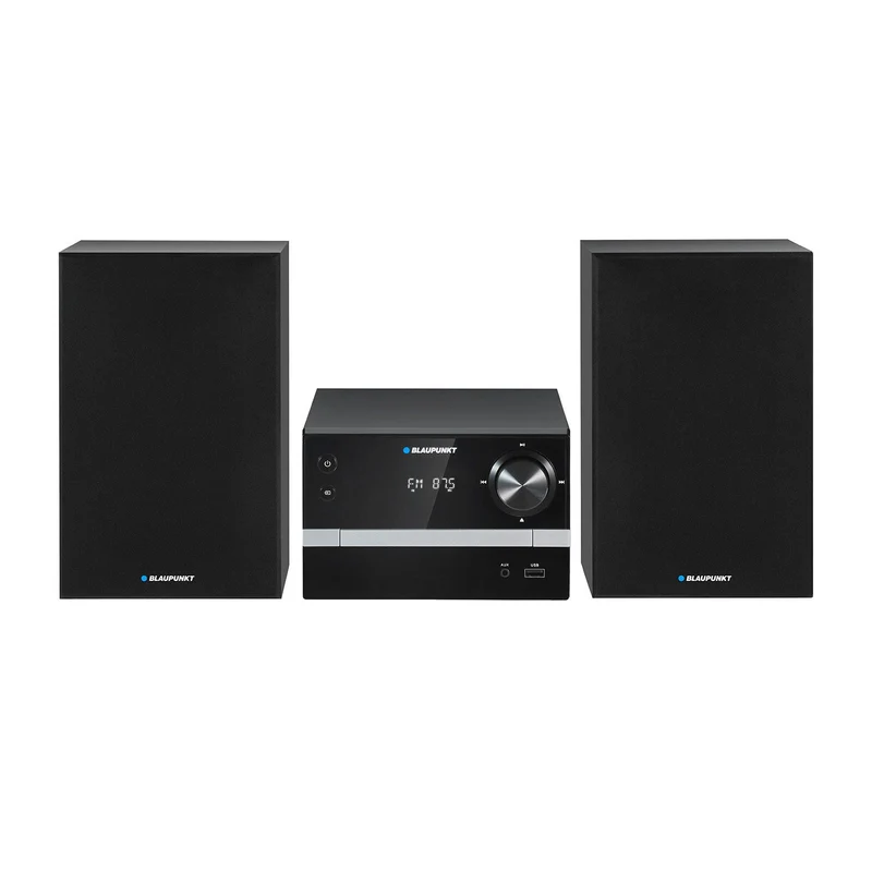 Microtorre Blaupunkt, Bluetooth, radio FM, potenza 20 W RMS, orologio con funzione sveglia, CD/MP3/USB/AUX, MS9BT