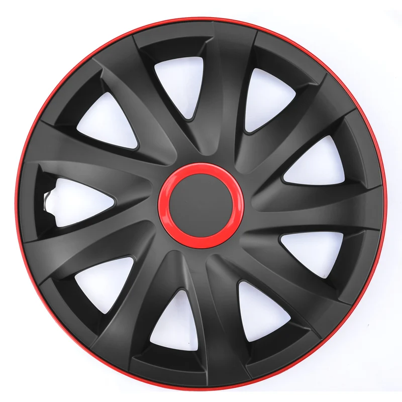 Set di coprimozzi Kando RACE da 15" nero e rosso 4 pezzi
