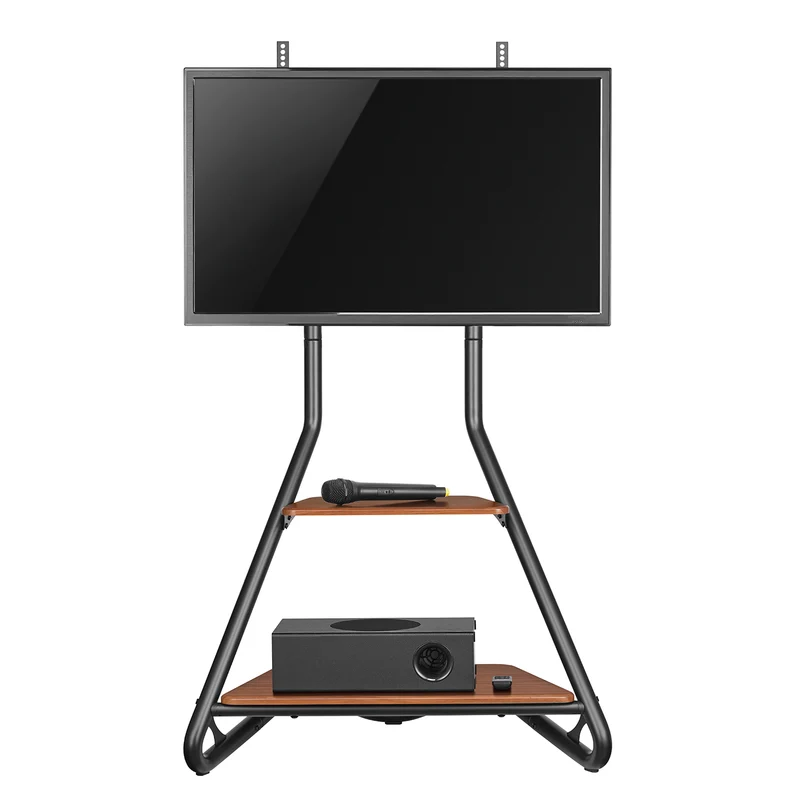 Supporto TV/angolare Maclean, stile bauhaus, ripiani in legno a due livelli, 40 kg max, 37-75'', MC-455