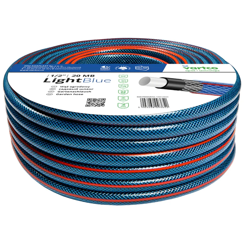 Tubo dell'acqua a 4 strati Tubo da giardino per innaffiare il giardino Tubo flessibile flessibile in poliestere a treccia incrociata resistente ai raggi UV 22 Bar 1/2" 20m