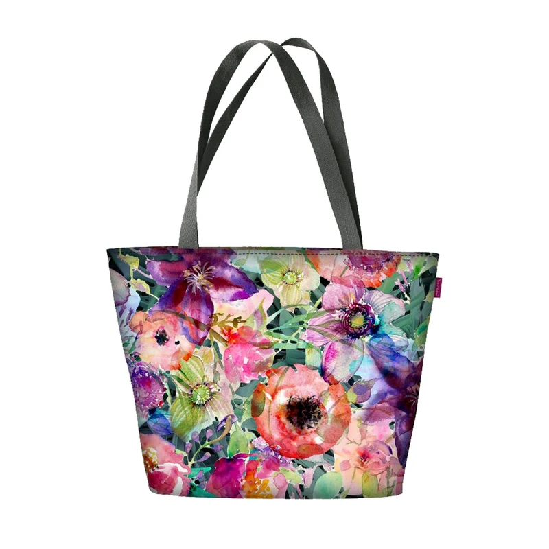 Borsa a tracolla Bertoni, cerniera, resistente alle intemperie, stampa durevole, motivo Flora
